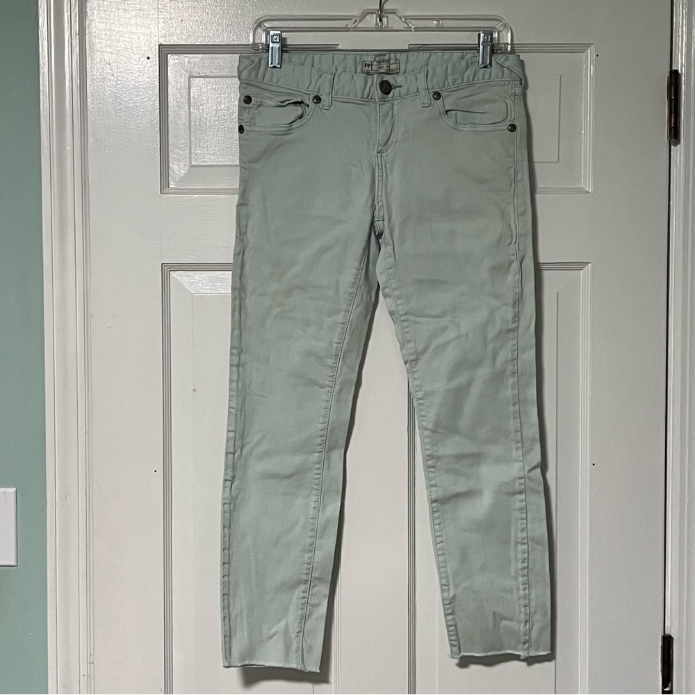 Free People Mint Green low-rise skinny ankle Denim jeans